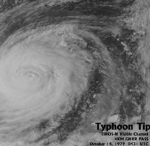 Typhoon Tip, satellite overhead image