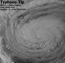 Typhoon Tip, satellite dropsonde image